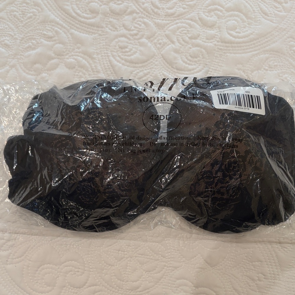 NWT 42DD Soma Black Lace Bra